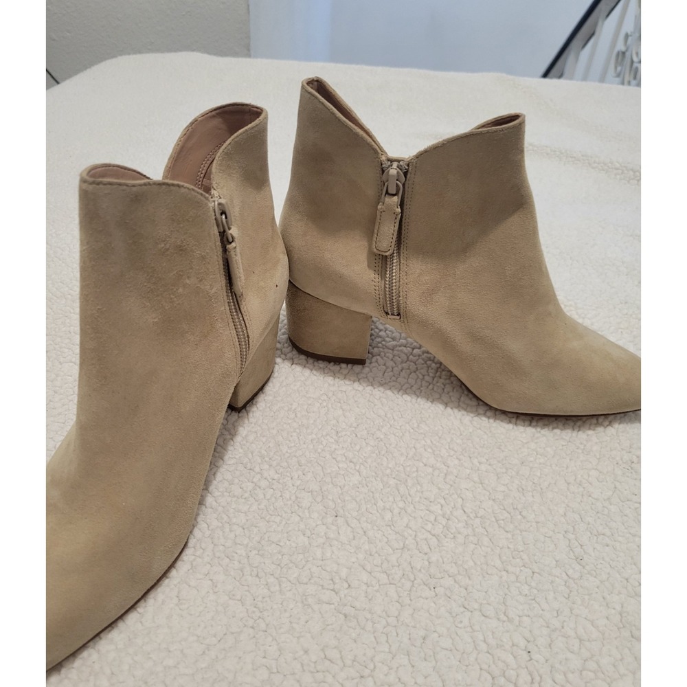 Cole Haan Elyse Women Dark Latte Suede Block Heel Ankle Boots 6B W09152